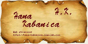 Hana Kabanica vizit kartica
